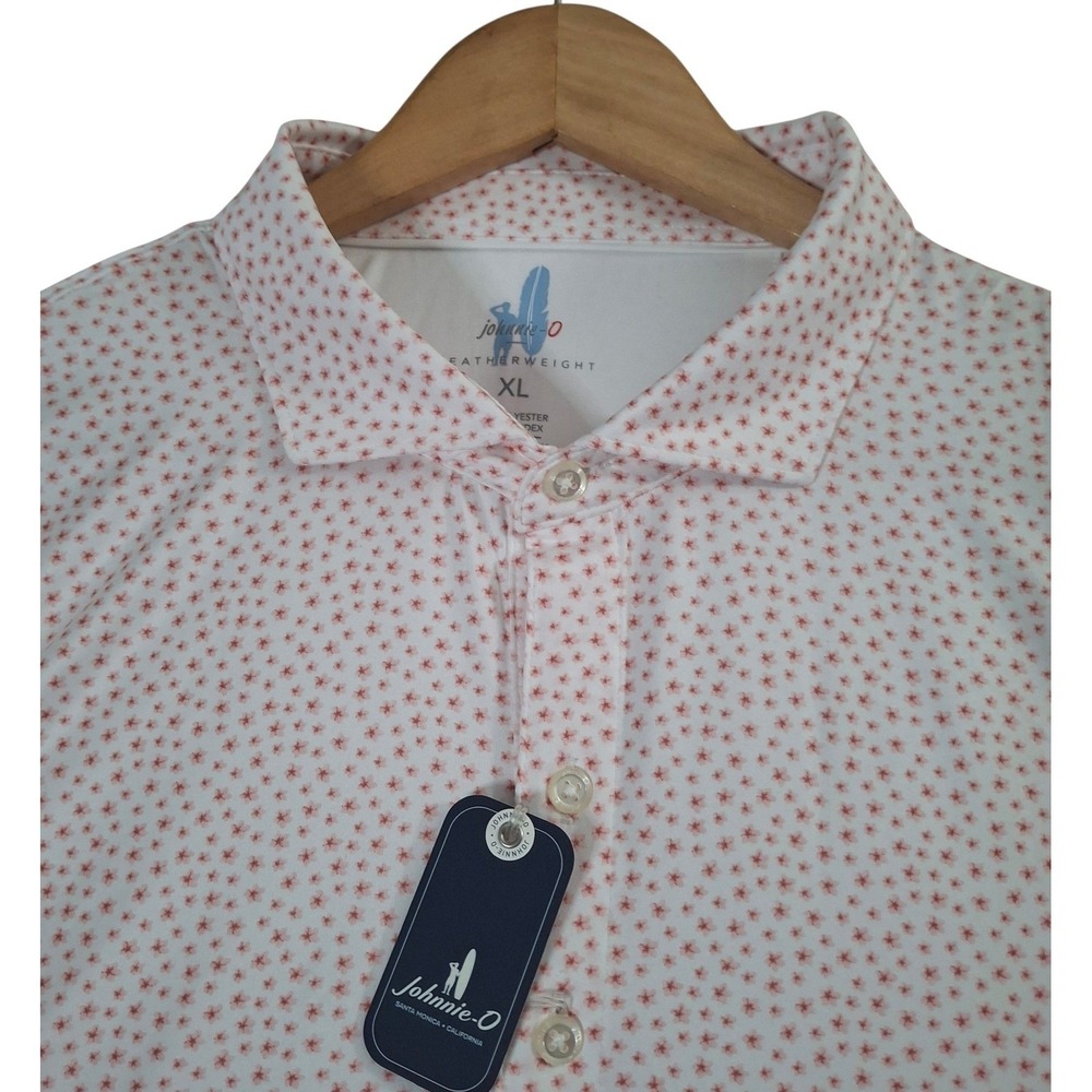 Johnnie-O Featherweight Polo Shirt Men's XL Plumeria Azalea Performance $110